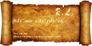 Römer Lóránt névjegykártya